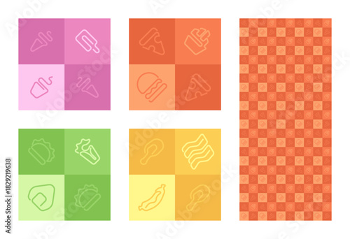 Bright Fast Food Doodle Background for Promotional Materials