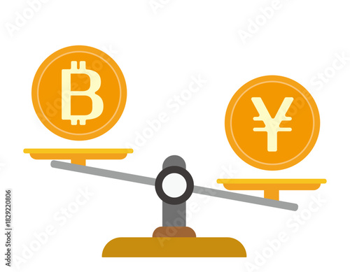 お金のイラスト　ビットコイン　仮装通貨