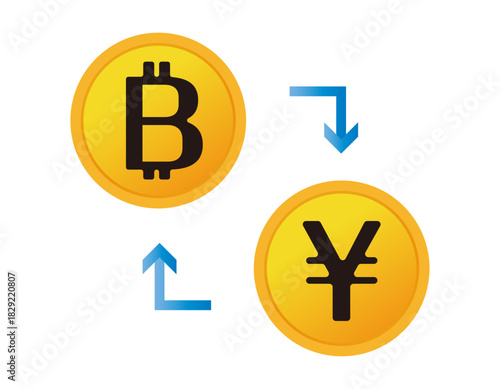 お金のイラスト　ビットコイン　仮装通貨