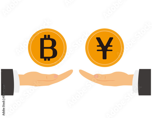 お金のイラスト　ビットコイン　仮装通貨