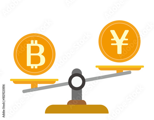 お金のイラスト　ビットコイン　仮装通貨