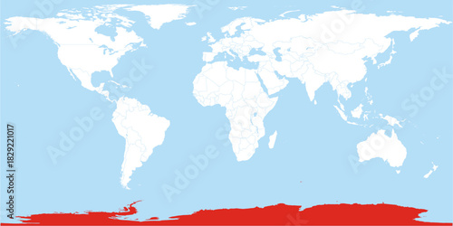 World Map Continent Antartica Region Highlighted