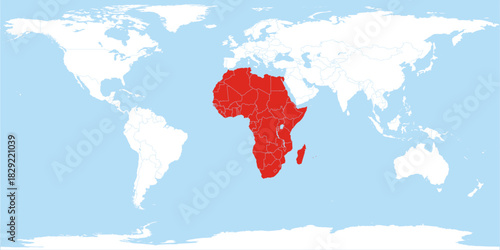 World Map Continent Africa Region Highlighted