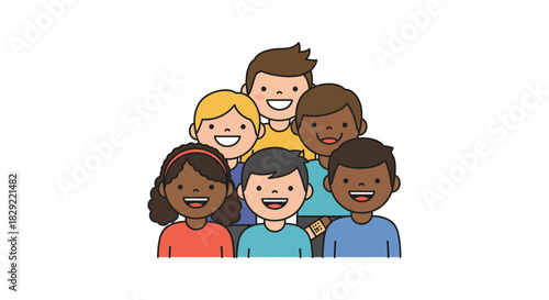 diverse children group smiling an inclusive crowd of happy kids perfect for illustrating diversity inclusion in education and community spirit.