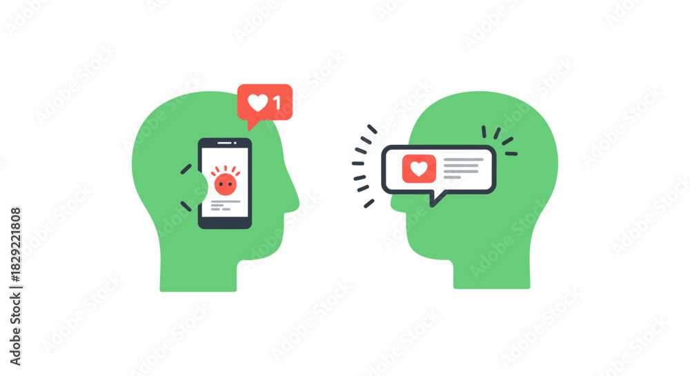 Obraz premium social media influence minds connected through online likes notifications fostering validation and digital interaction useful for marketing campaigns