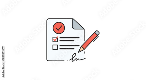 signing document completing task checklist with red pen verifying data and compliance ideal for business reports and approval workflows