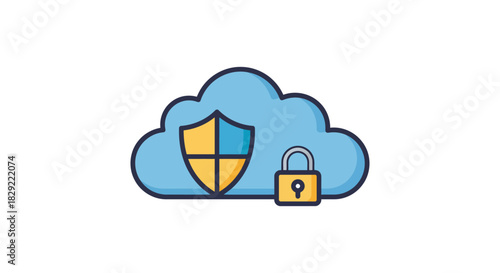 cloud security protecting data with a shield and padlock for online safety and privacy ensuring secure cloud storage digital defense encryption