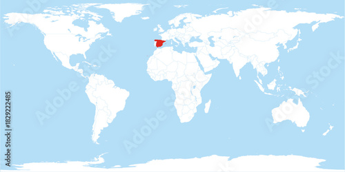 World Map Country Spain Highlighted Atlas