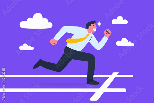 Ready to start business, begin new job or preparation for work, focus and willingness concept, confidence motivated businessman be prepared at start race line and ready to win the competition.