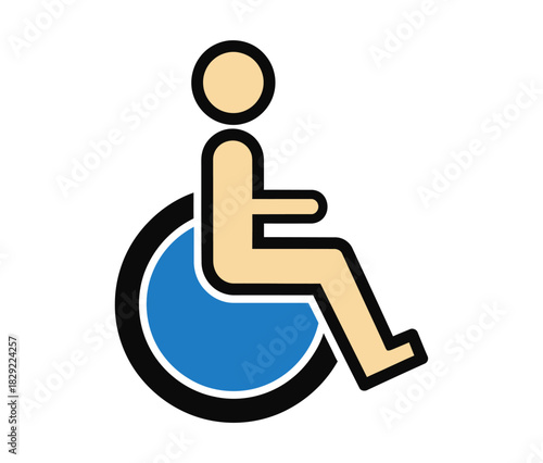 Graphic illustration of a person in a wheelchair, representing accessibility and disability awareness.