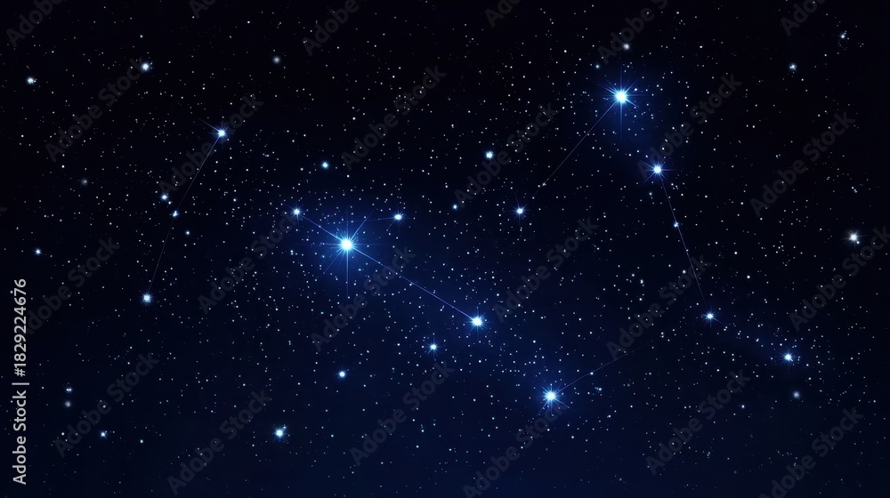 Fototapeta premium Starry background with linear star formation, designed for wallpapers, advertisements, and creative applications.