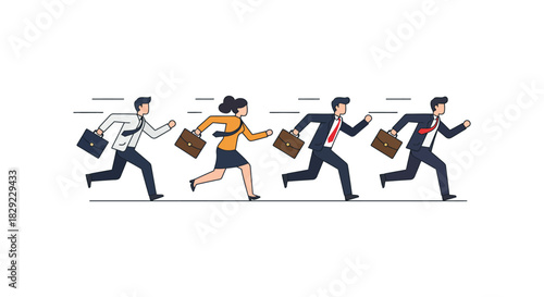 business people running with briefcases a race for success competition in the corporate world teamwork and ambition perfect for business blogs