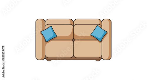 Comfortable sofa with blue cushions perfect for interior design projects relaxation spaces or illustrating home decor in a cozy modern living room.