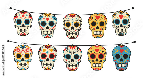 day of the dead decoration festive sugar skull banner for dia de los muertos celebrations adding vibrant cultural elements and festive spirit.