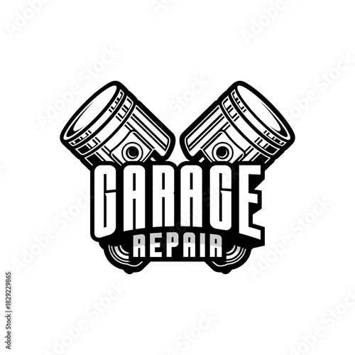 Piston crossed simple garage repair design 