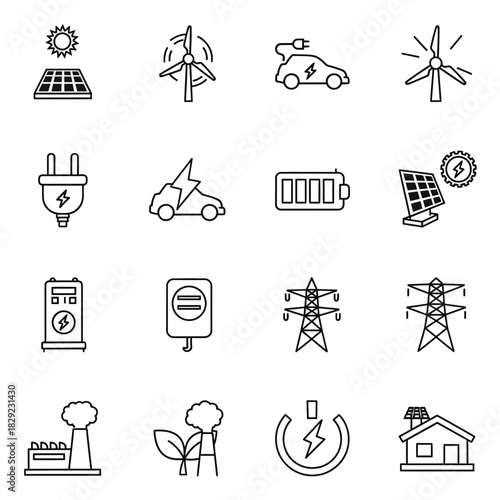 Clean energy concepts including solar, wind, electric cars, and power grids for sustainable future development and eco-friendly technology solutions