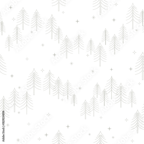 Scandi Minimalist Pine Tree Seamless Pattern
