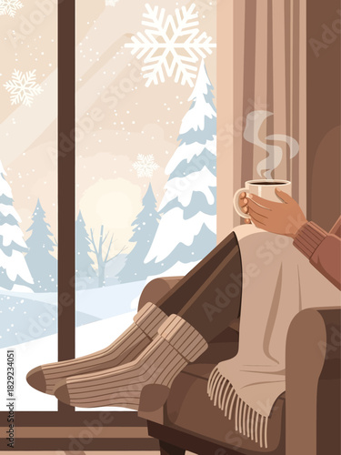 Hygge Cozy Winter Lifestyle Vector

