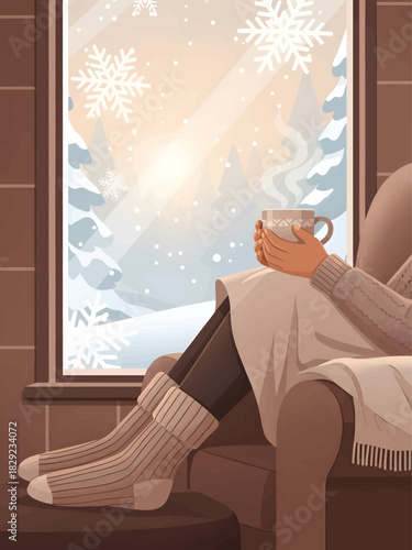 Hygge Cozy Winter Lifestyle Vector
