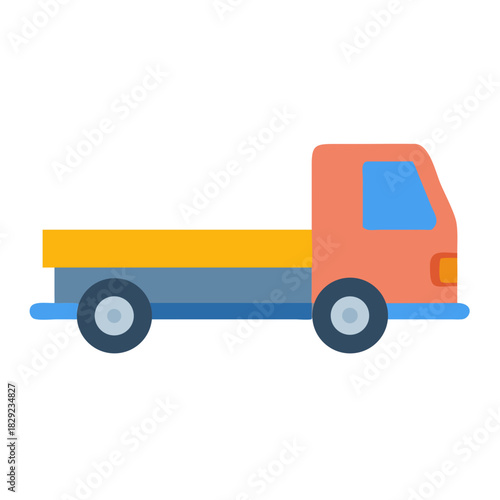 Simple flat design delivery truck on a black background