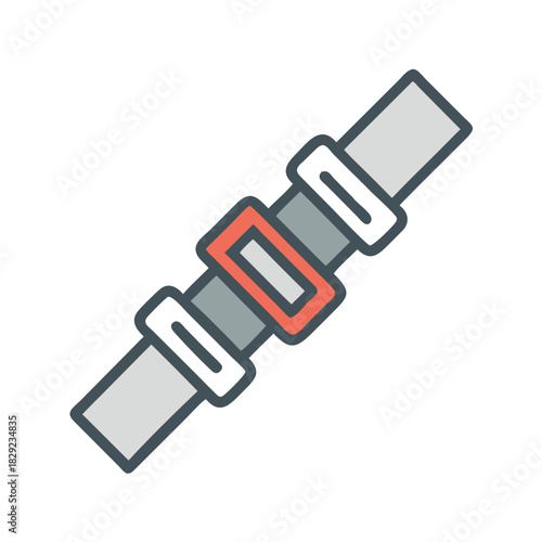 Piping union connector in flat style on black background