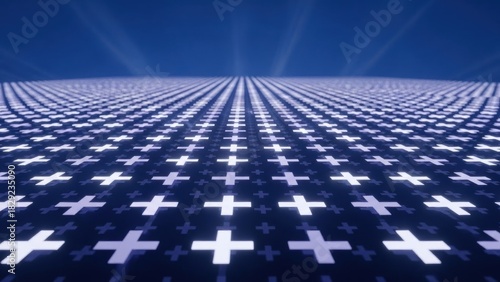 Plus signs pattern on dark blue background