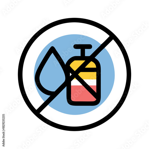 No liquids allowed, prohibited item icon, simple visual concept