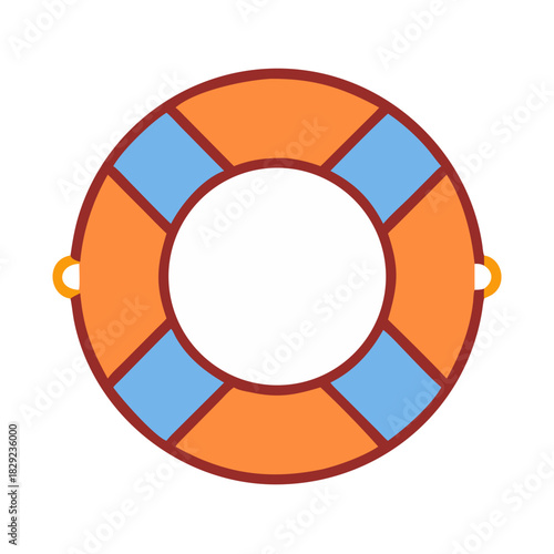 Stylized life buoy with blue and orange color palette