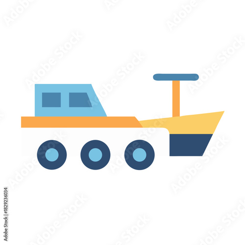 Stylized geometric cartoon mars rover against black background illustration