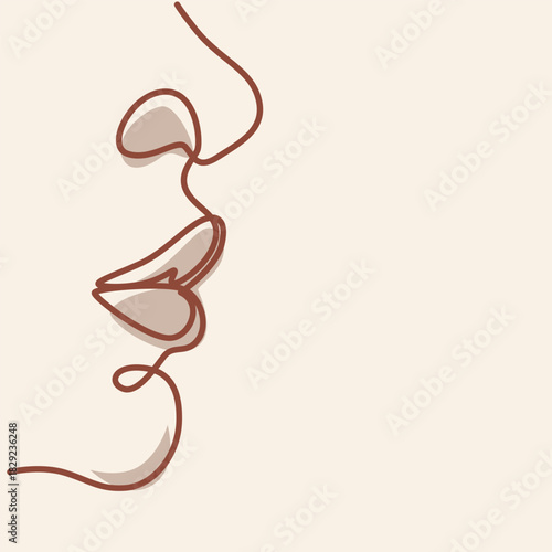 Beautiful female face one line drawing. Beautiful female face single line illustration. Beautiful female face minimalist line art 