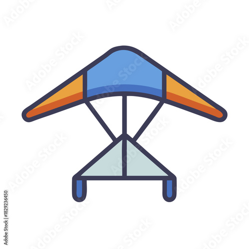 Simple hang glider isolated on black background graphic illustration