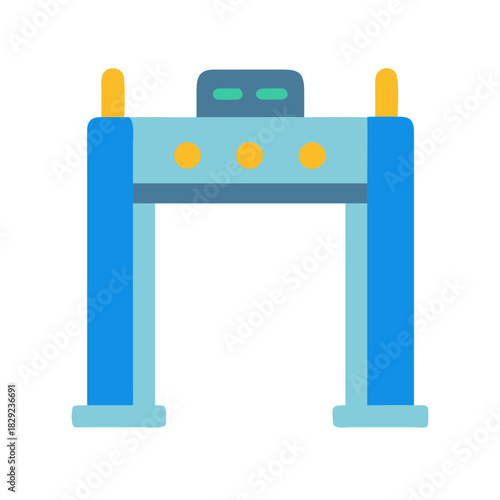 Stylized flat vector graphic of a security metal detector