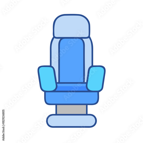 Blue airplane seat isolated on black background illustration image