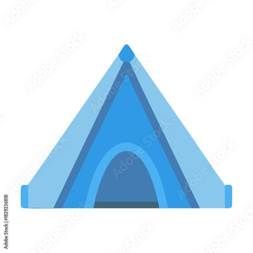 Flat style illustration of a blue triangular tent