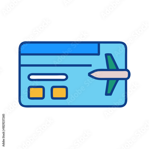 Credit card with airplane for travel purchases illustration