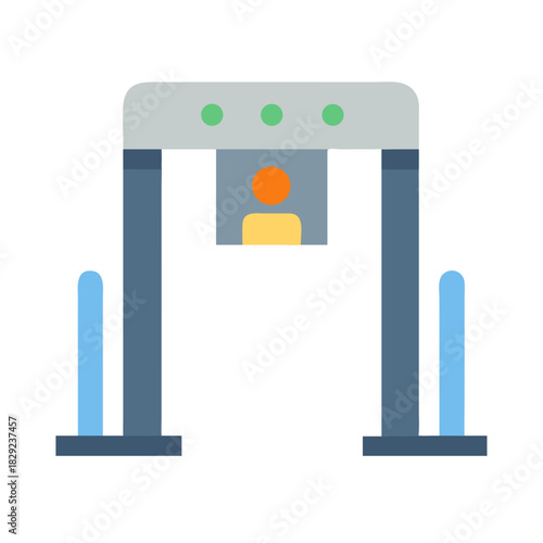 Security check metal detector gate vector flat illustration