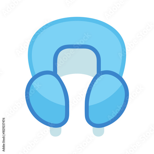 Blue neck pillow icon, relaxation and travel accessory graphic