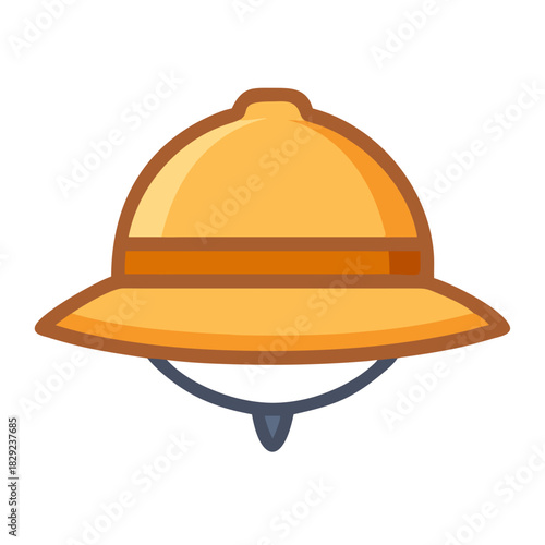 Cartoon style pith helmet on a black background