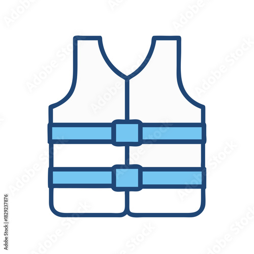 Stylized life vest illustration against a black background space