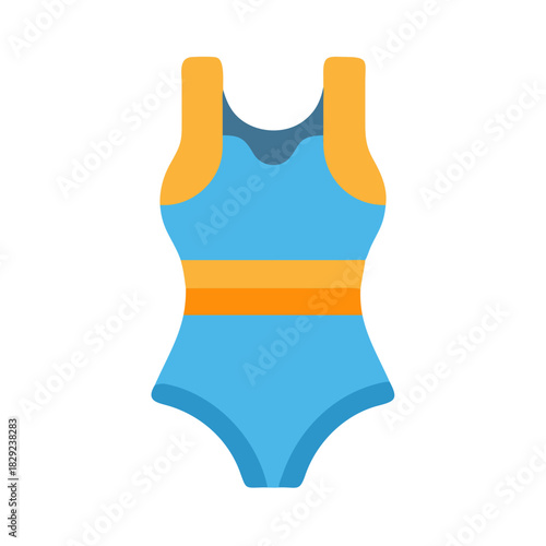 Blue and orange swimsuit on a black background illustration
