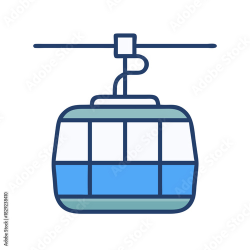 Isolated ski lift cabin illustration against black background