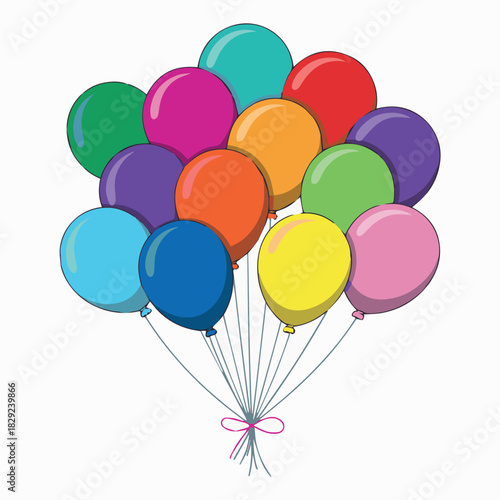 Colorful balloons party celebration birthday helium balloons bunch festive decoration graphic illustration design