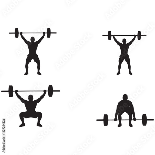 Olympic Weightlifting Poses Set - Snatch & Clean and Jerk Silhouettes