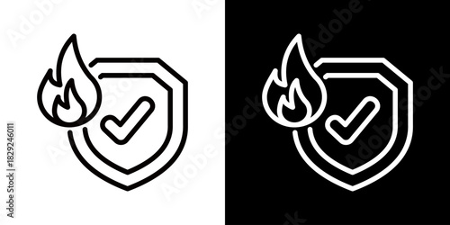 Security Icon Of Flat Black And White Style 