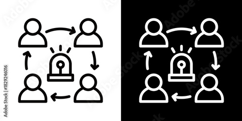 Coordination Icon Of Flat Black And White Style 