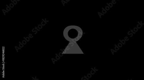 Minimalist dark grey keyhole symbol on a solid black background, representing security, privacy, access, and digital protection concept.