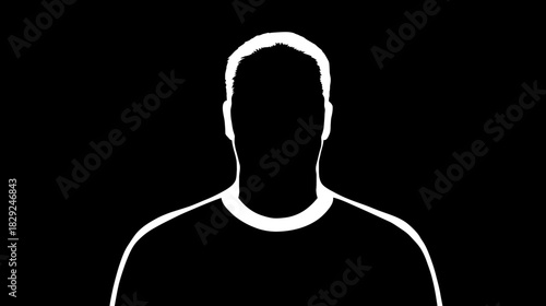 White silhouette of a generic person's head and shoulders on a black background, anonymous user profile icon, avatar placeholder graphic.