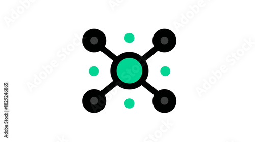 Abstract Digital Network Connection Symbol. Modern graphic illustrating data flow, technology, communication, and system linkages on white.