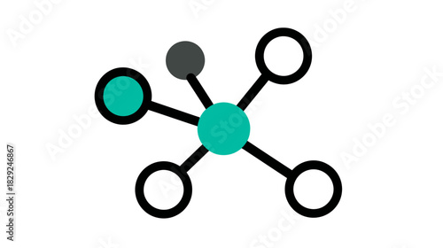 Abstract network connection graphic illustrating data flow, molecule structure, or social relationships on a white background