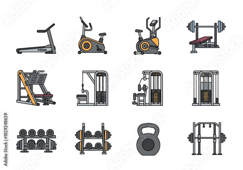 Gym Equipment Vector Graphics Fitness Icons for Exercise and Training